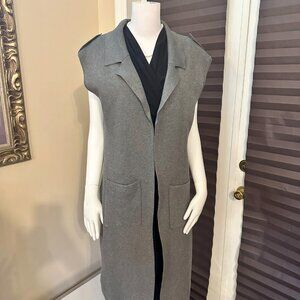 Grey Sleeveless Sweater Duster